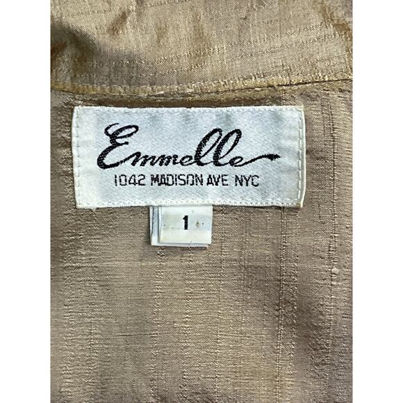 Emmelle NYC Silk Shantung Long Jacket Topper Beige Metallic Sheen Size 1 - Picture 2 of 10